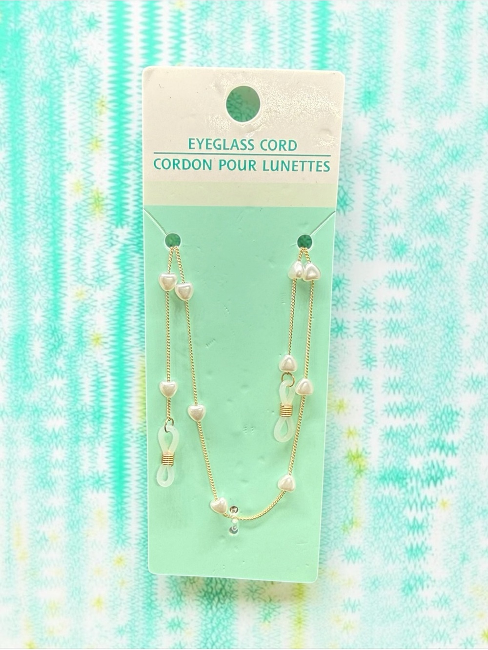 🏷️‼️5/$25🏷️‼️💛Gold-Tone Faux Pearl Heart Eyeglass Cord/NIP💛